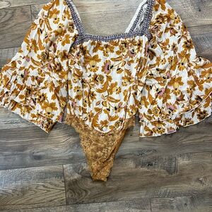 Free People Blooming Borders Bodysuit